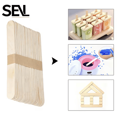 PALO DE HELADO MADERA GRUESO NATURAL 50UNDS (BAJA LENGUA)