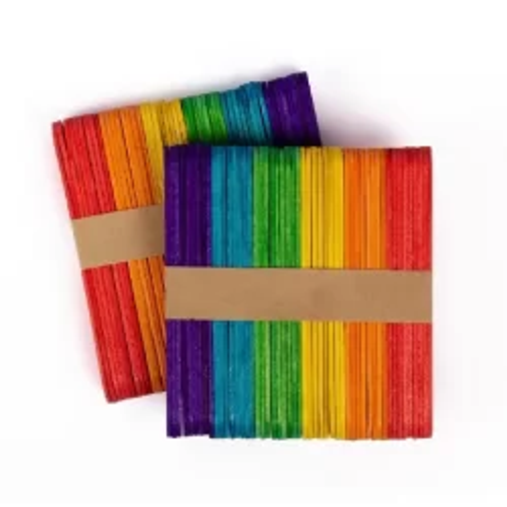 PALO DE HELADO MADERA DELGADO COLORES 50UNDS 