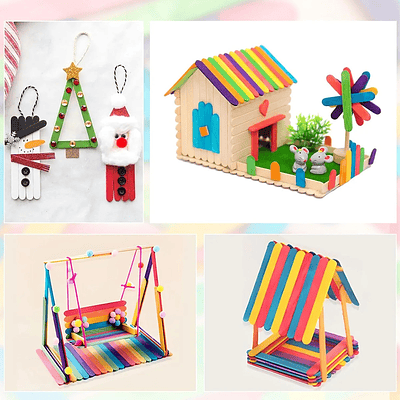 PALO DE HELADO MADERA DELGADO COLORES 50UNDS 