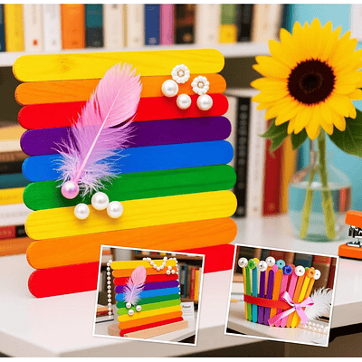 PALO DE HELADO MADERA GRUESO COLORES 50UNDS (BAJA LENGUA)