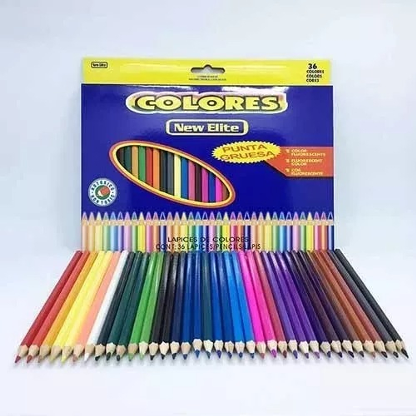 SET 36 LAPICES DE COLORES PUNTA GRUESA NEW ELITE  2