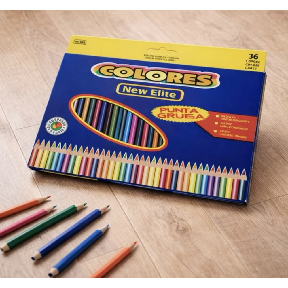 SET 36 LAPICES DE COLORES PUNTA GRUESA NEW ELITE 