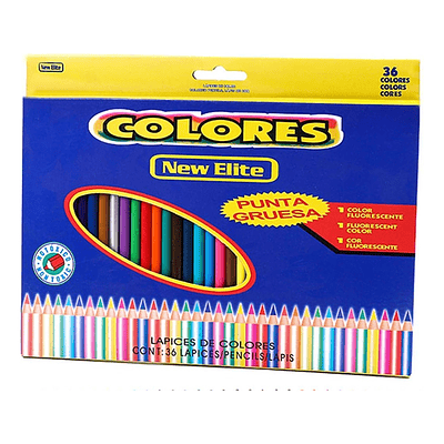SET 36 LAPICES DE COLORES PUNTA GRUESA NEW ELITE 