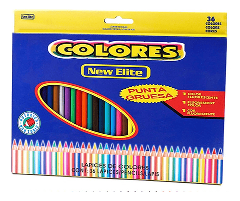 SET 36 LAPICES DE COLORES PUNTA GRUESA NEW ELITE 