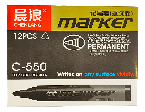 MARCADOR PERMANENTE CAJA 12 UNIDADES SURTIDO NEGRO, AZUL, ROJO 