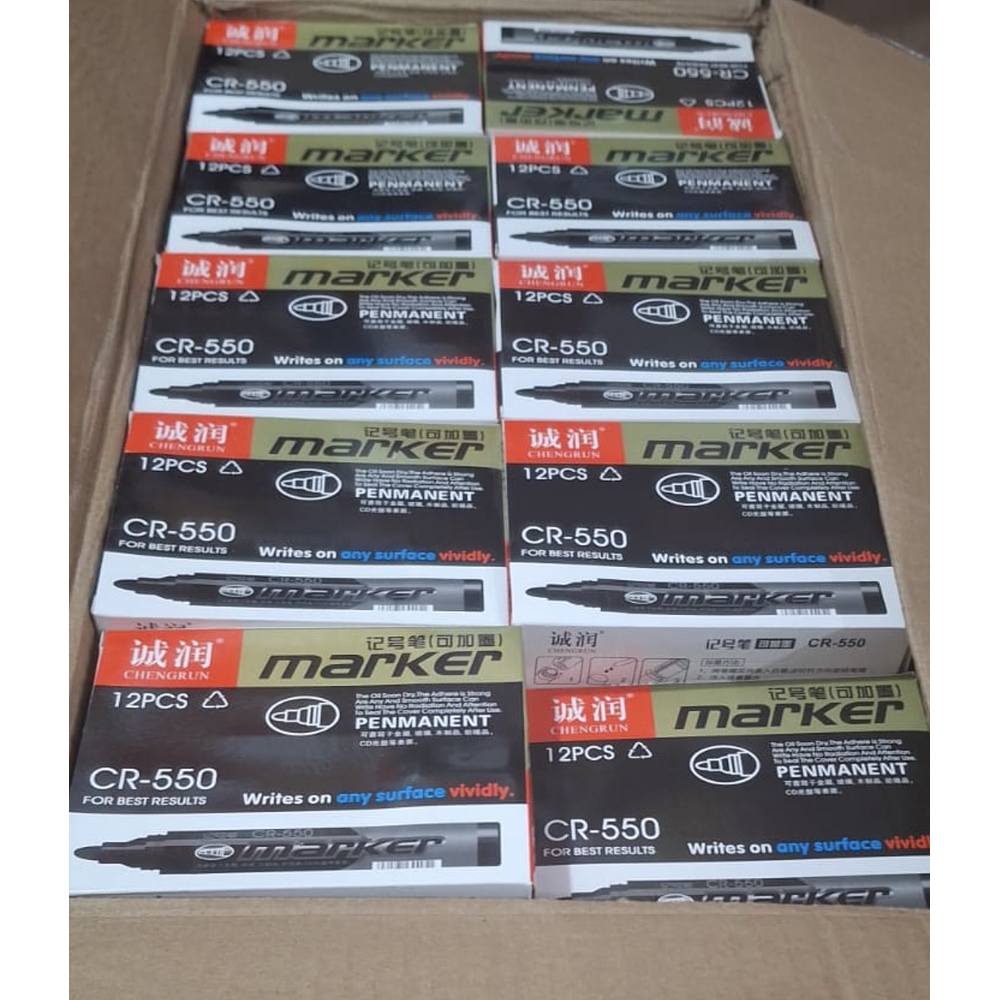 MARCADOR PERMANENTE CAJA 12 UNIDADES SURTIDO NEGRO, AZUL, ROJO 