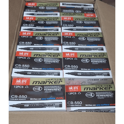 MARCADOR PERMANENTE CAJA 12 UNIDADES SURTIDO NEGRO, AZUL, ROJO 