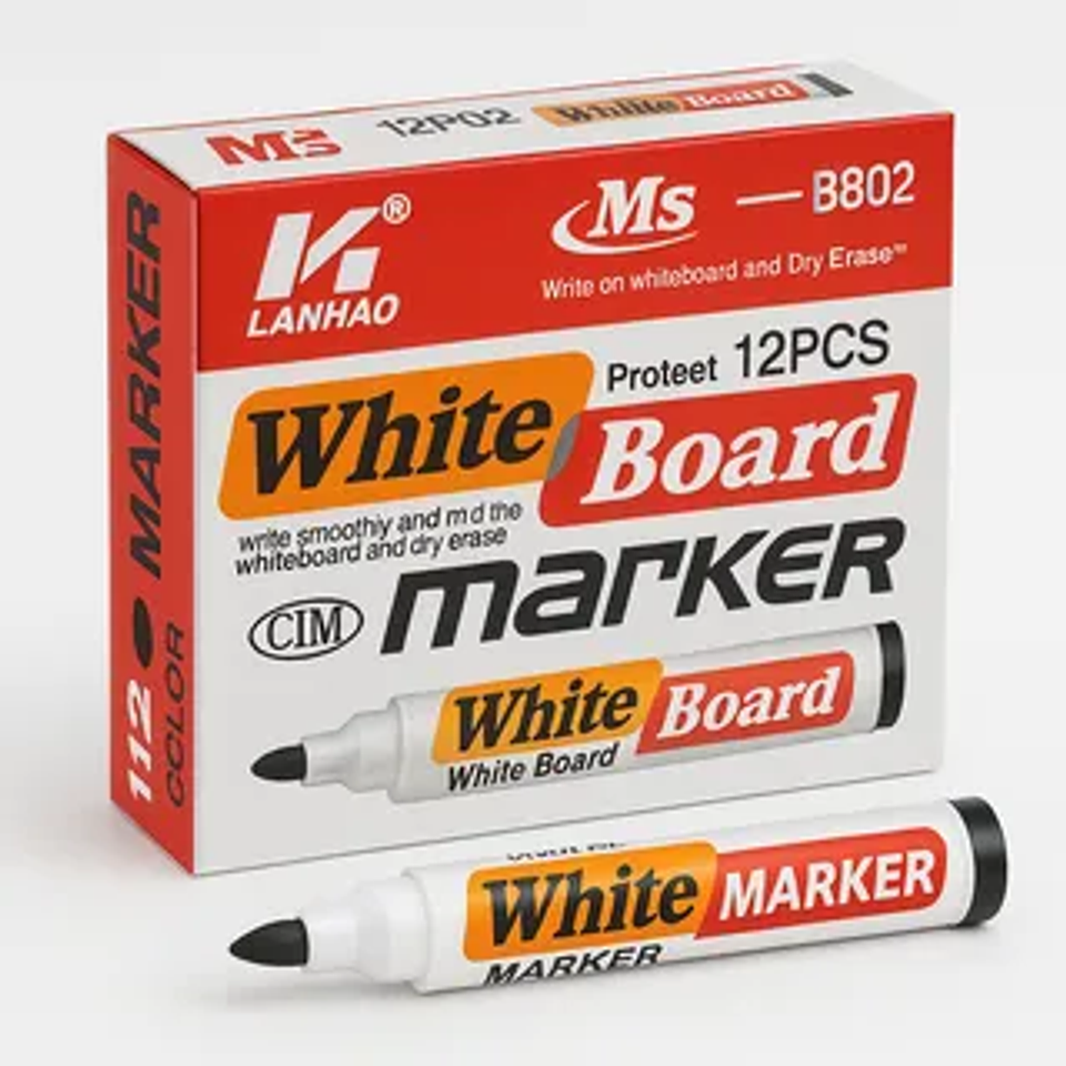 MARCADOR PARA PIZARRA CAJA 12 UNIDADES SURTIDO NEGRO, AZUL, ROJO  3