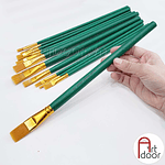SET 12 PINCELES PLANOS ARTÍSTICOS COLOR VERDE