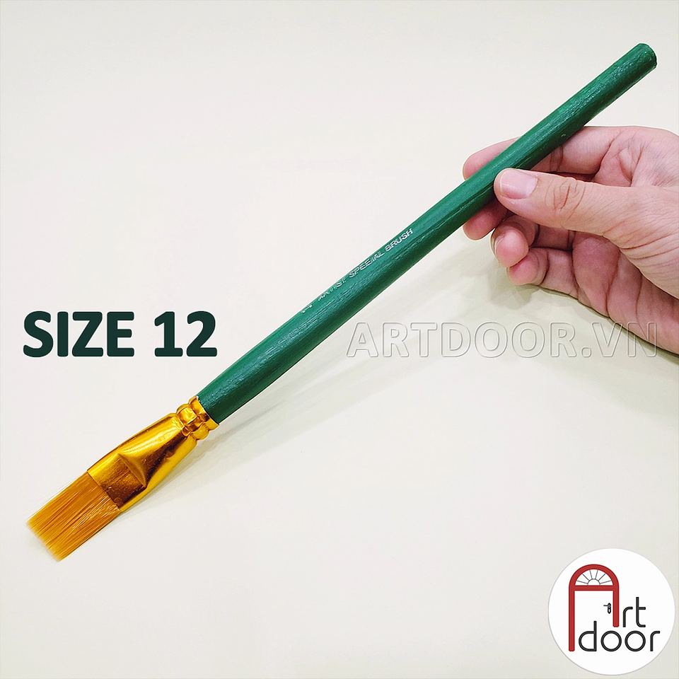 SET 12 PINCELES PLANOS ARTÍSTICOS COLOR VERDE 4