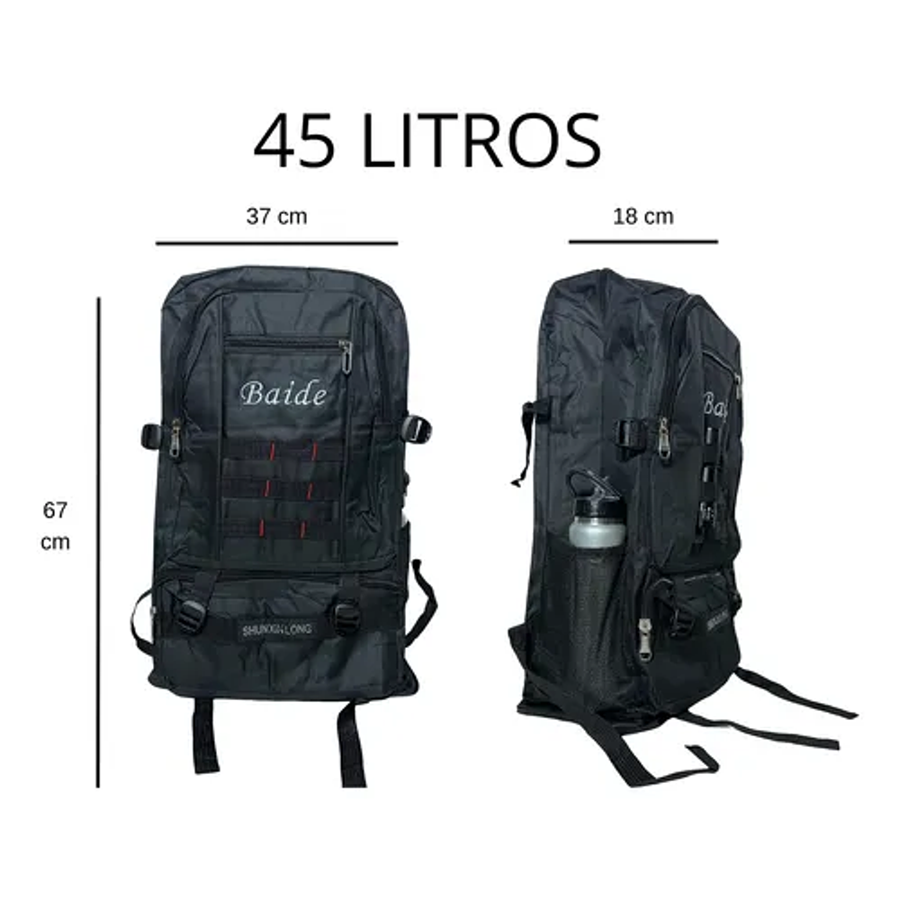 MOCHILA TÁCTICA TREKKING POLIESTER EXPANDIBLE 4 BOLSILLOS 