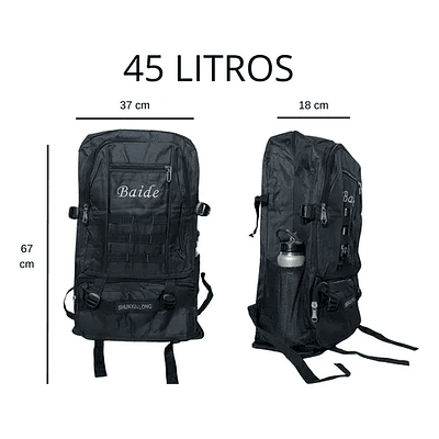 MOCHILA TÁCTICA TREKKING POLIESTER EXPANDIBLE 4 BOLSILLOS 