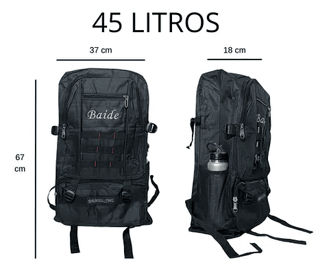 MOCHILA TÁCTICA TREKKING POLIESTER EXPANDIBLE 4 BOLSILLOS 