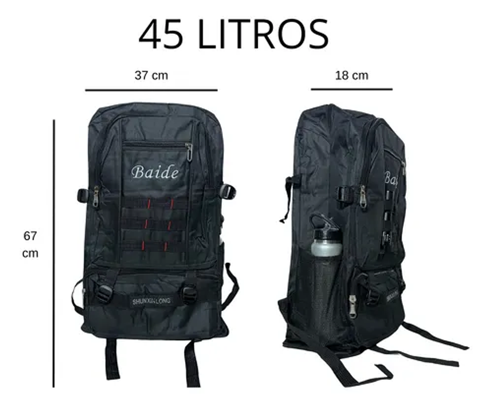 MOCHILA TÁCTICA TREKKING POLIESTER EXPANDIBLE 4 BOLSILLOS  2