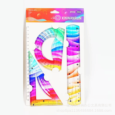 SET DE REGLAS FLEXIBLES 3 PIEZAS 20CM