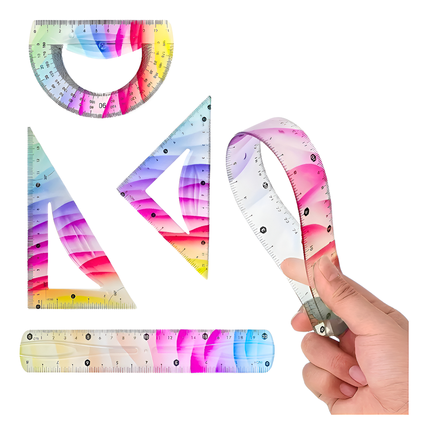 SET DE REGLAS FLEXIBLES 3 PIEZAS 20CM 2