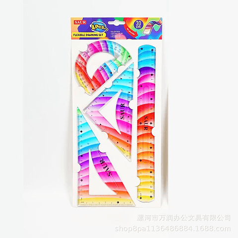 SET DE REGLAS FLEXIBLES 4 PIEZAS 30CM