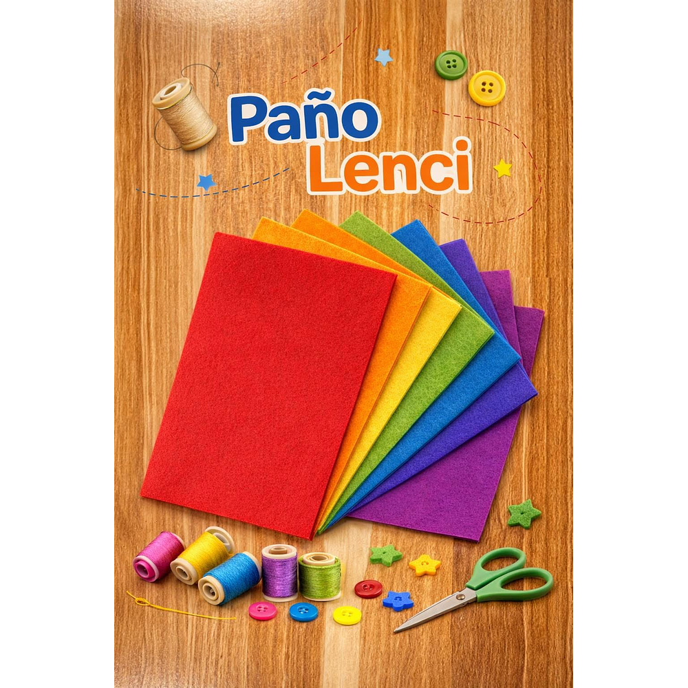 PAÑO LENCI 6 HOJAS 6 COLORES TAMAÑO A4