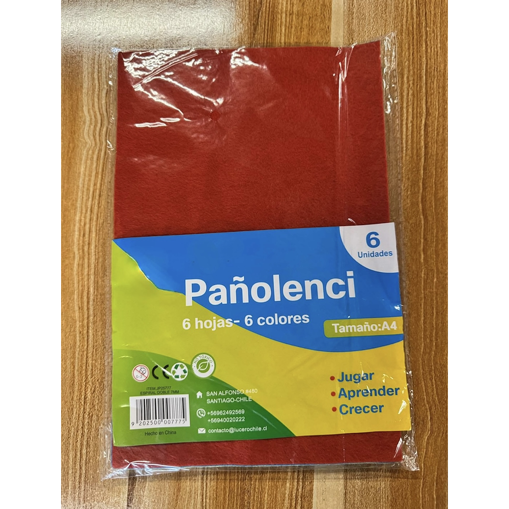 PAÑO LENCI 6 HOJAS 6 COLORES TAMAÑO A4