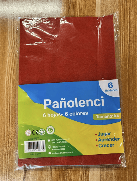 PAÑO LENCI 6 HOJAS 6 COLORES TAMAÑO A4