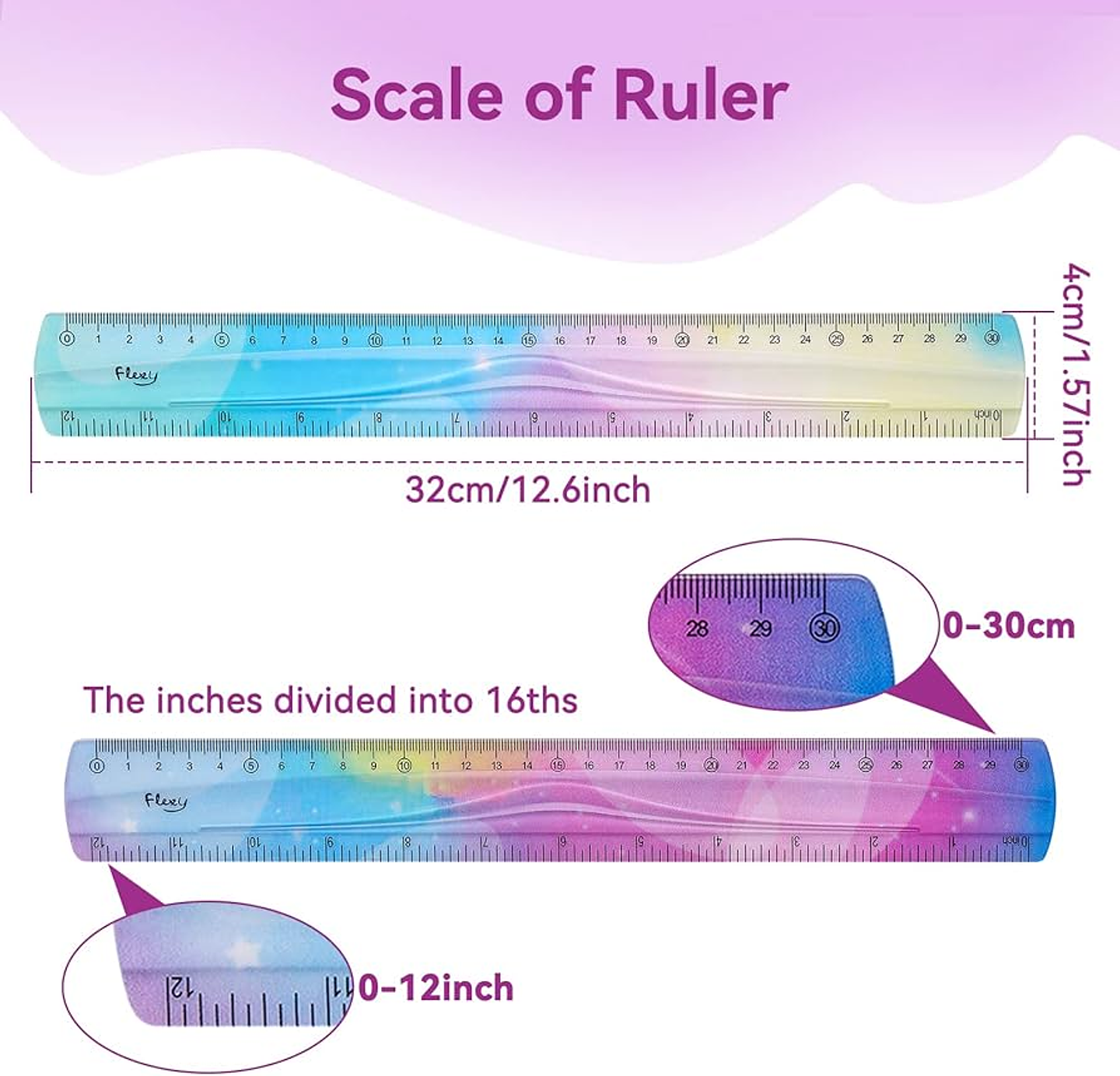REGLA FLEXIBLE MULTICOLOR DE 30CM 4
