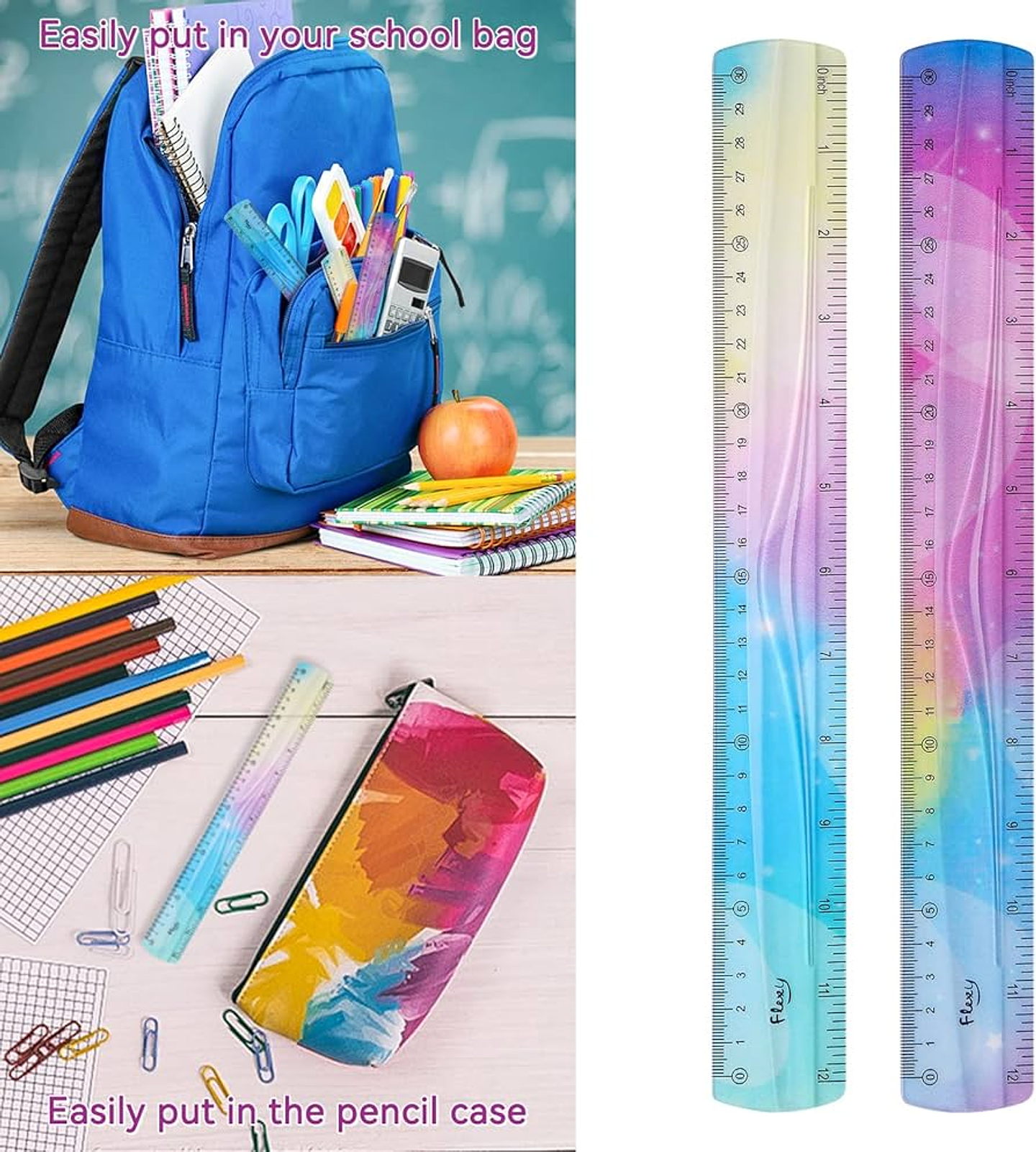 REGLA FLEXIBLE MULTICOLOR DE 30CM 3