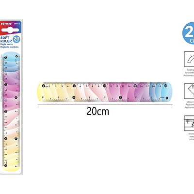 REGLA FLEXIBLE MULTICOLOR DE 20CM
