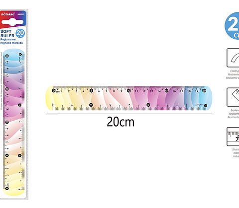 REGLA FLEXIBLE MULTICOLOR DE 20CM