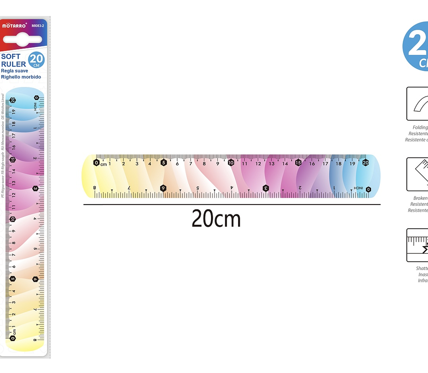 REGLA FLEXIBLE MULTICOLOR DE 20CM 2