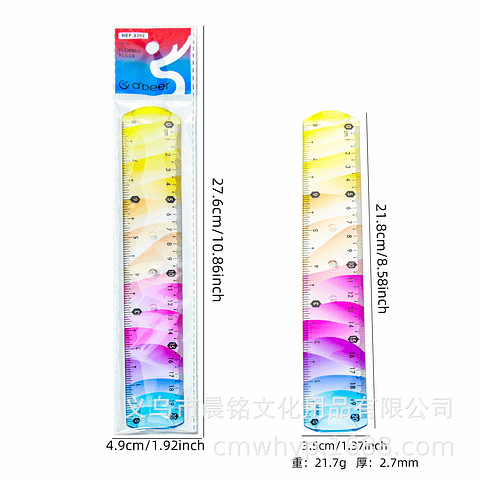 REGLA FLEXIBLE MULTICOLOR DE 20CM