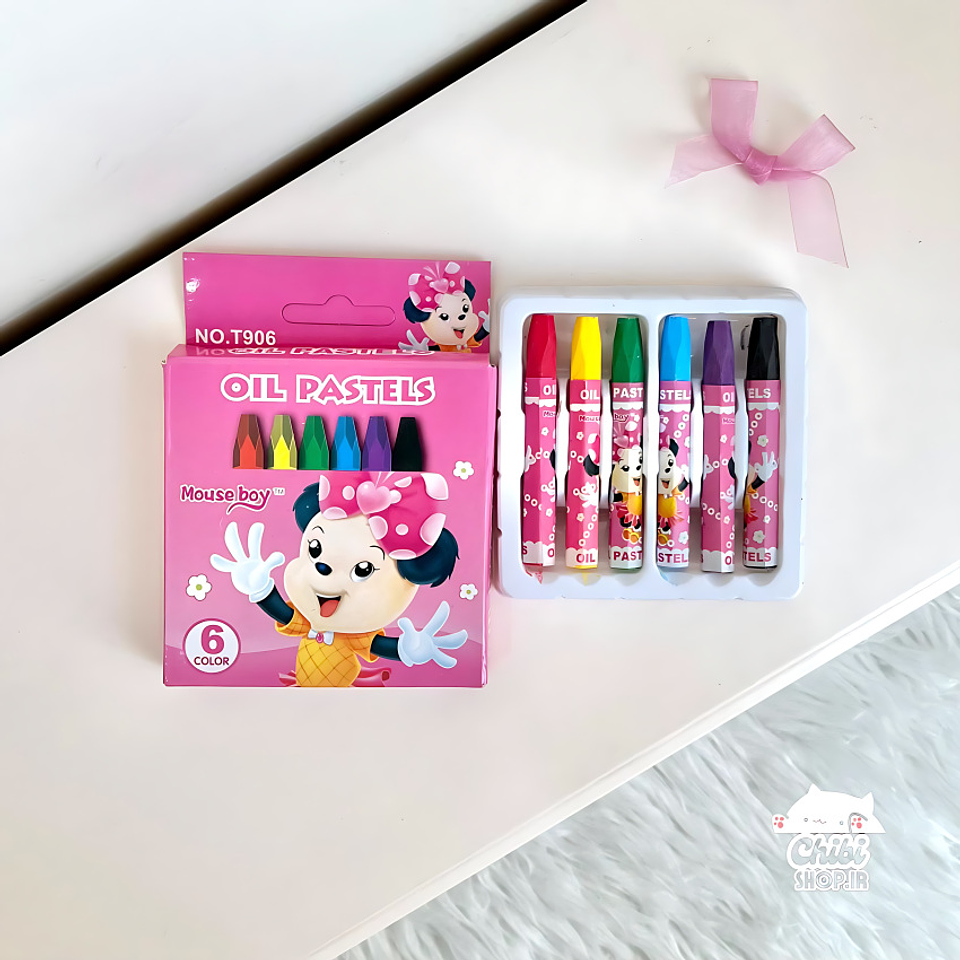 SET 6 LAPIZ PASTEL MOUSE BOY CAJITA 2