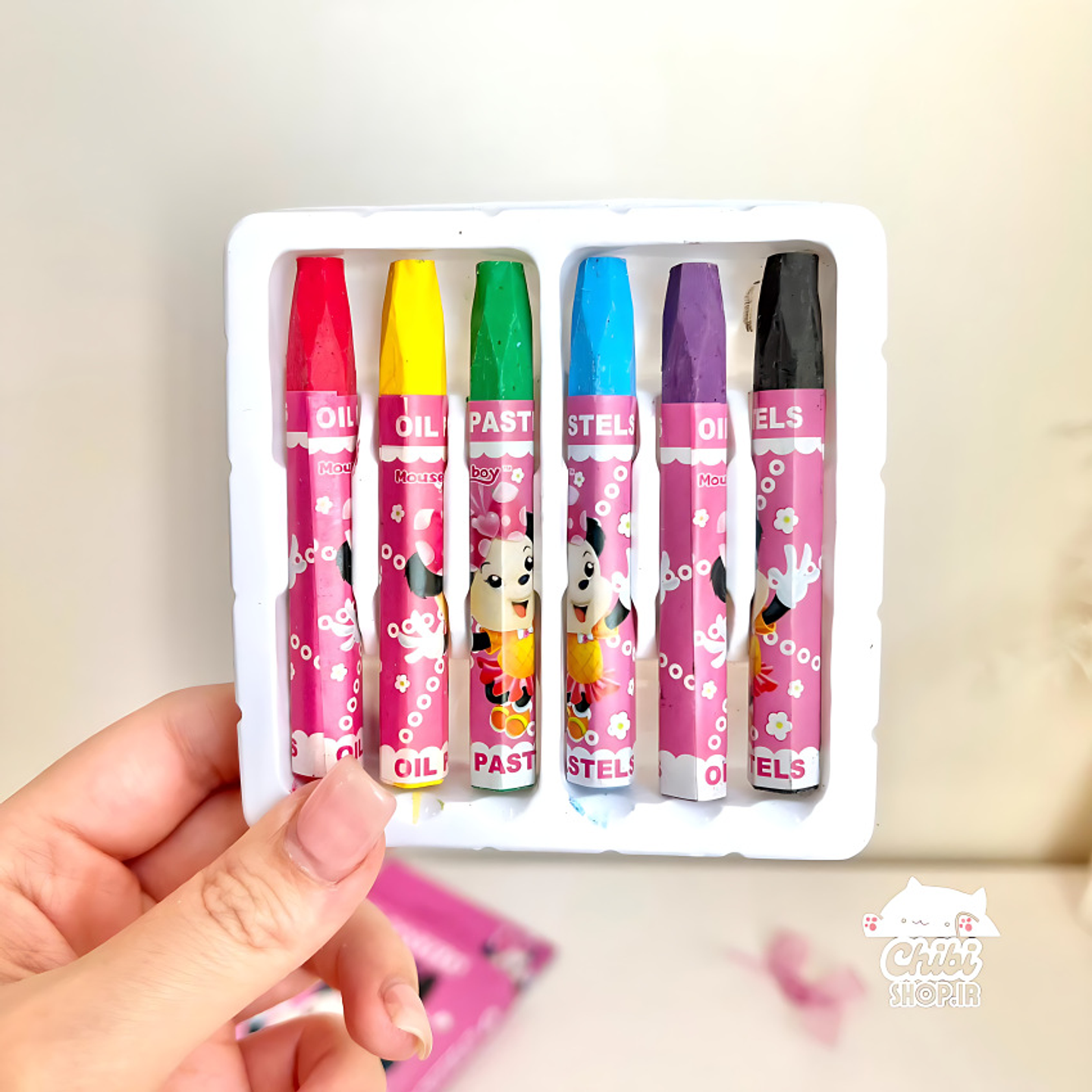 SET 6 LAPIZ PASTEL MOUSE BOY CAJITA 4