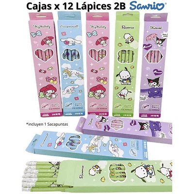 SET 12 LÁPIZ GRAFITO 2B CON GOMA SANRIO 