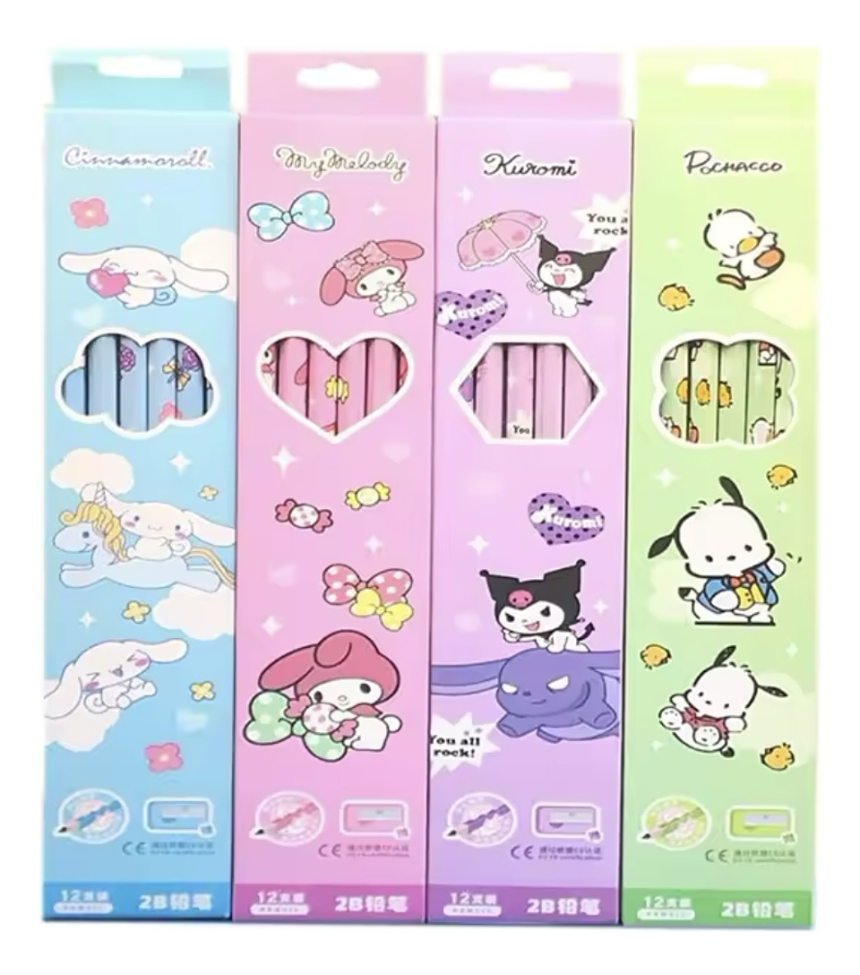 SET 12 LÁPIZ GRAFITO 2B CON GOMA SANRIO  4