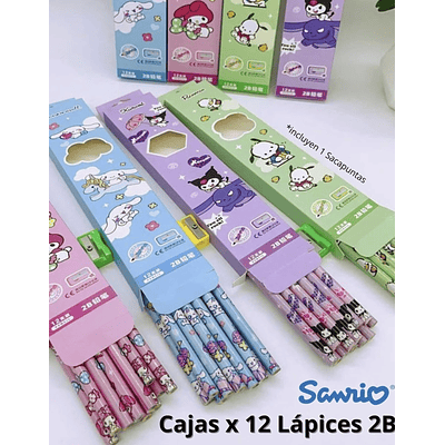 SET 12 LÁPIZ GRAFITO 2B CON GOMA SANRIO 