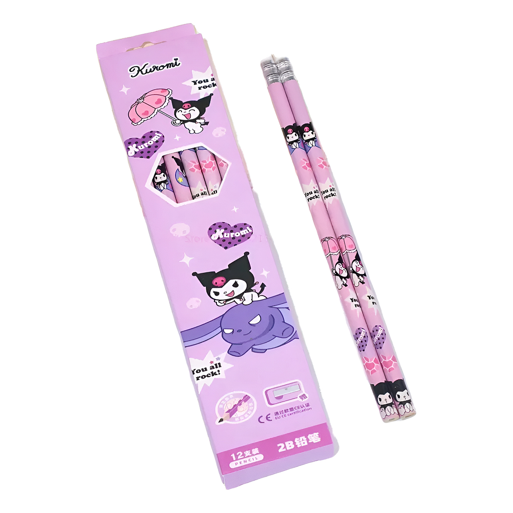SET 12 LÁPIZ GRAFITO 2B CON GOMA SANRIO 