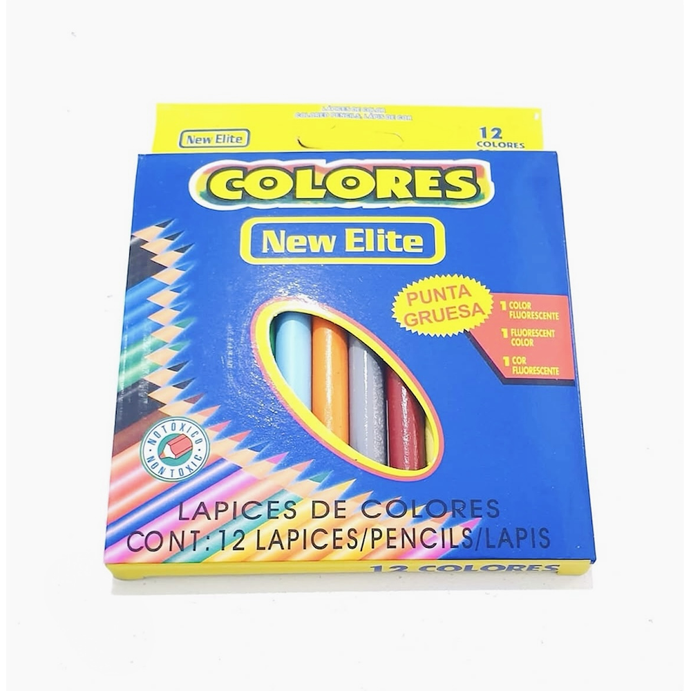 SET DE 12 COLORES CORTO 8.5CM NEW ELITE 