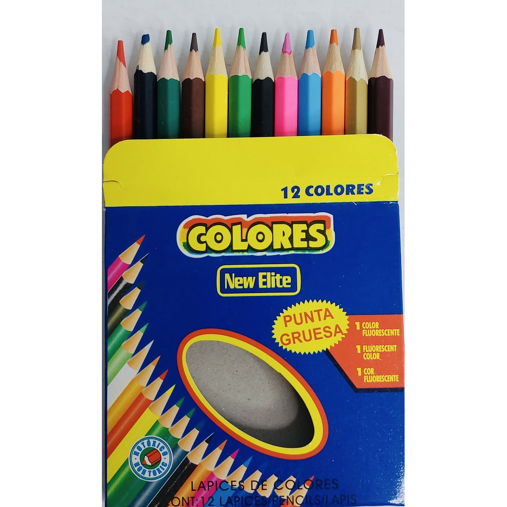 SET DE 12 COLORES CORTO 8.5CM NEW ELITE 