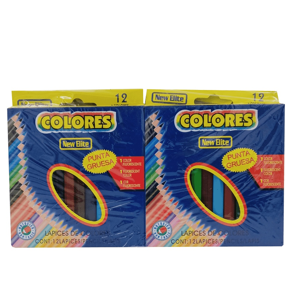 SET DE 12 COLORES CORTO 8.5CM NEW ELITE 