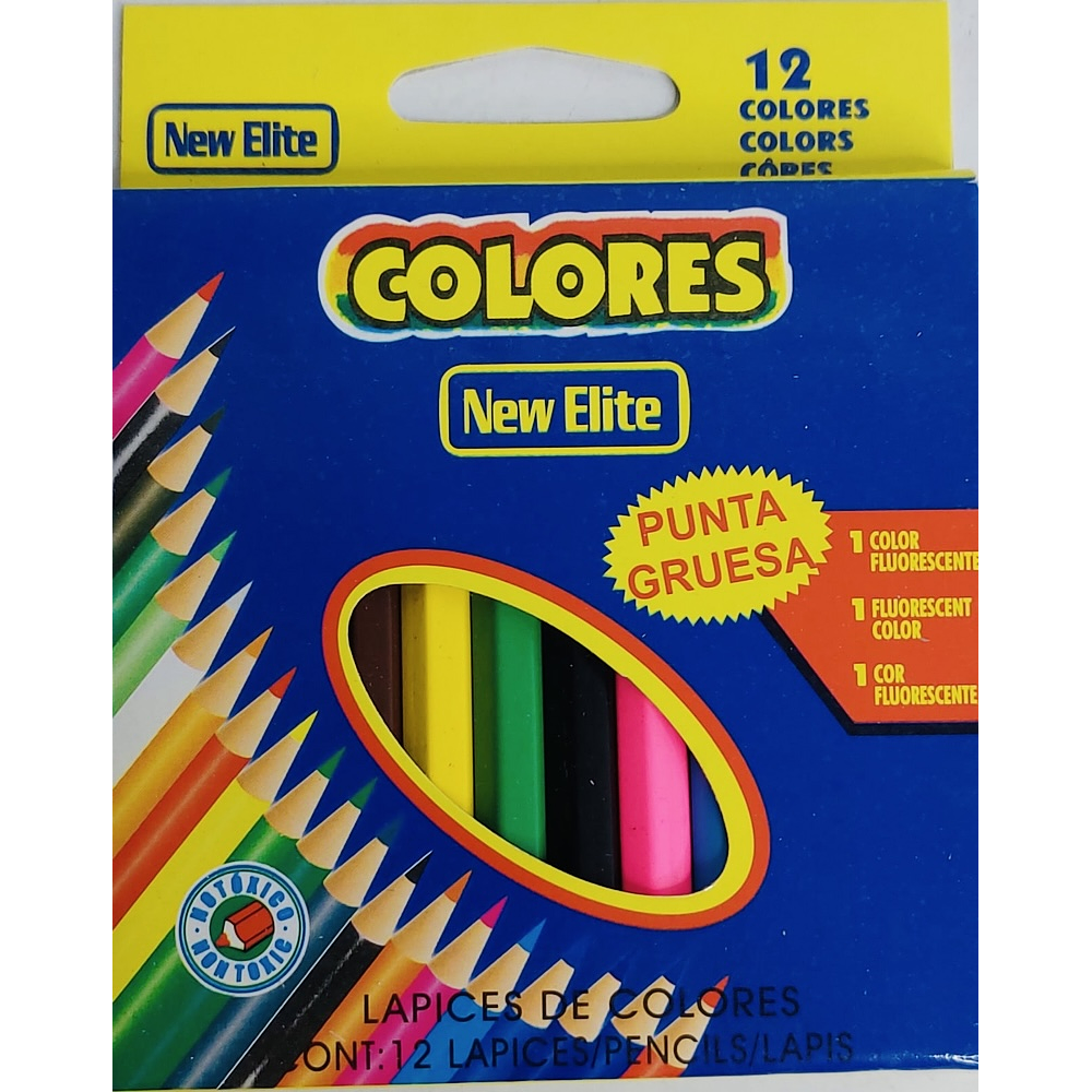 SET DE 12 COLORES CORTO 8.5CM NEW ELITE 