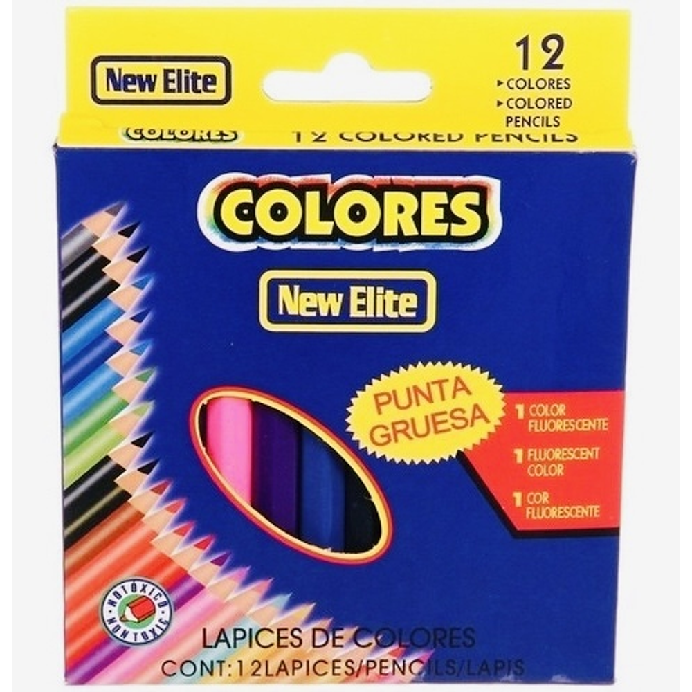 SET DE 12 COLORES CORTO 8.5CM NEW ELITE 