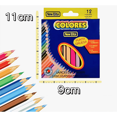 SET DE 12 COLORES CORTO 8.5CM NEW ELITE 