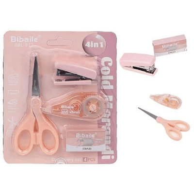 SET ESCOLAR 4EN1 TIJERA-CORCHETERO-CORRECTOR CINTA-CORCHETES