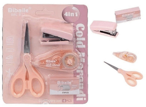 SET ESCOLAR 4EN1 TIJERA-CORCHETERO-CORRECTOR CINTA-CORCHETES