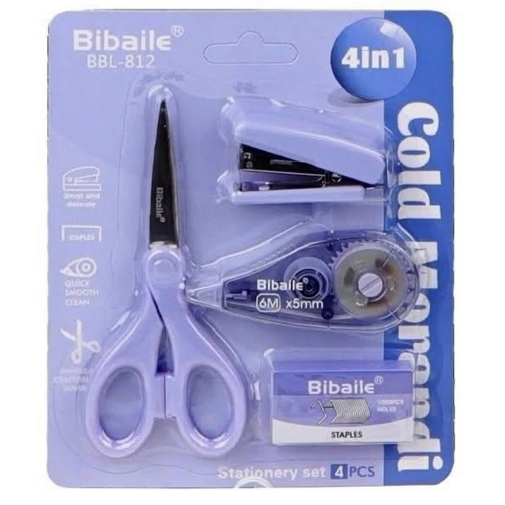 SET ESCOLAR 4EN1 TIJERA-CORCHETERO-CORRECTOR CINTA-CORCHETES