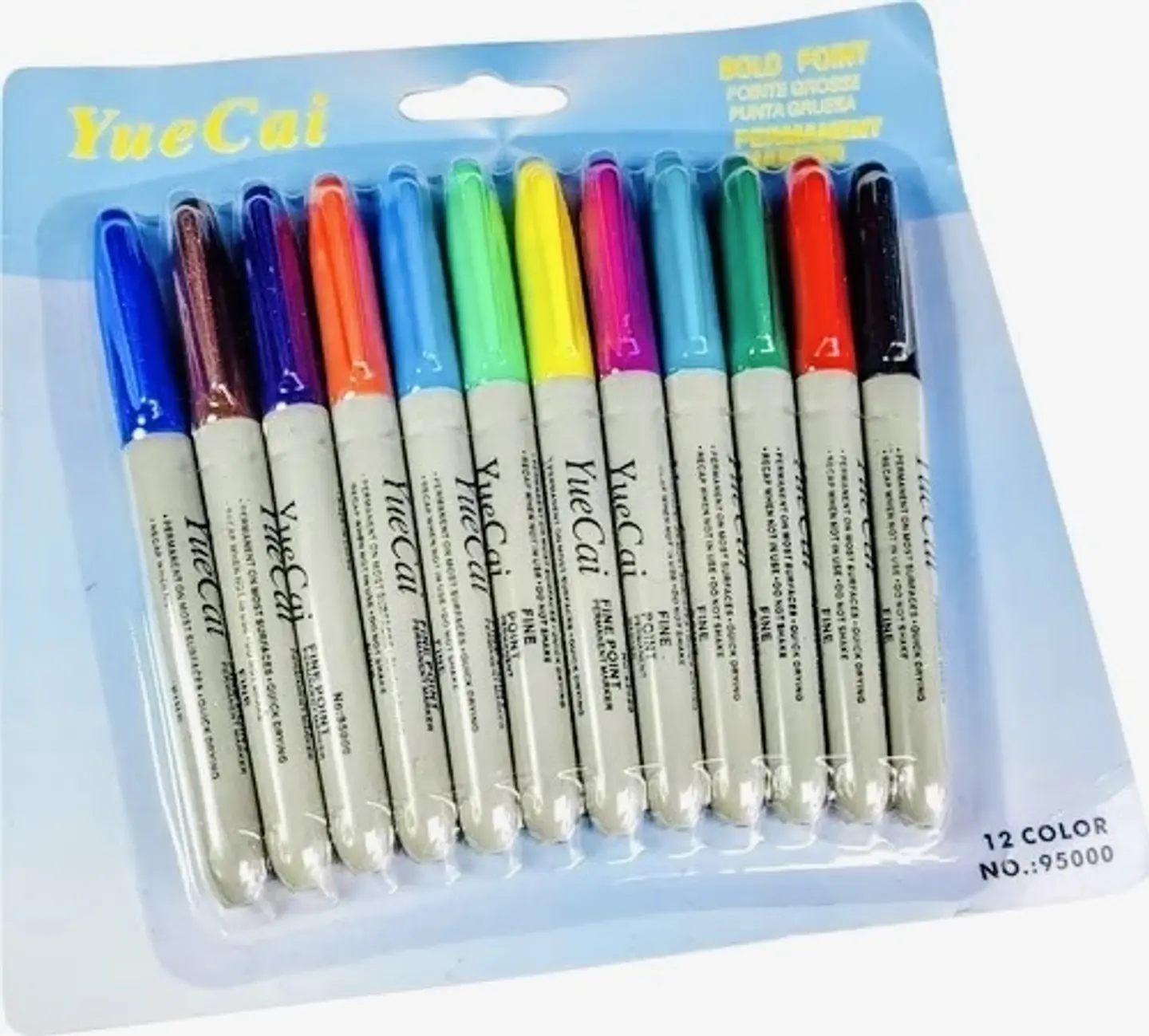 SET 12 MARCADORES PERMANENTES PUNTA GRUESA YUECAI COLORES 5
