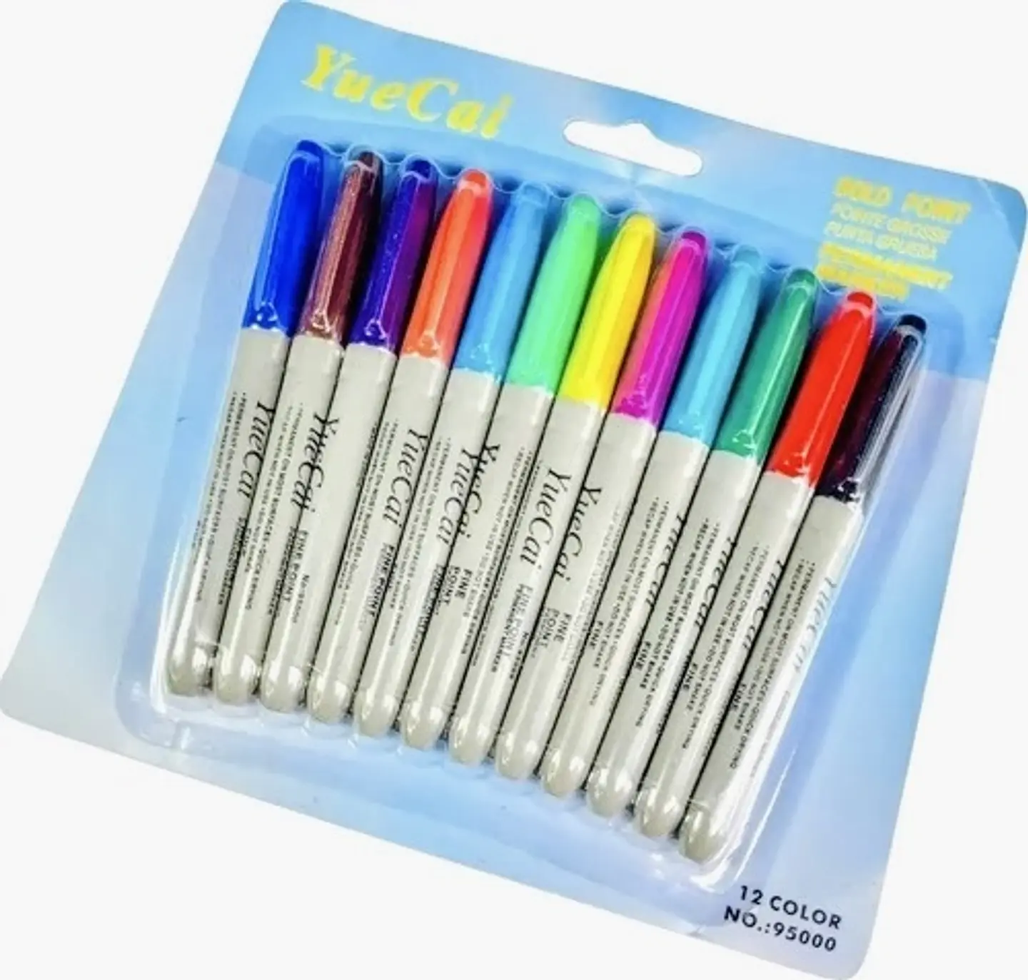 SET 12 MARCADORES PERMANENTES PUNTA GRUESA YUECAI COLORES 7