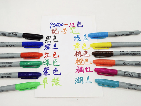 SET 12 MARCADORES PERMANENTES PUNTA GRUESA YUECAI COLORES