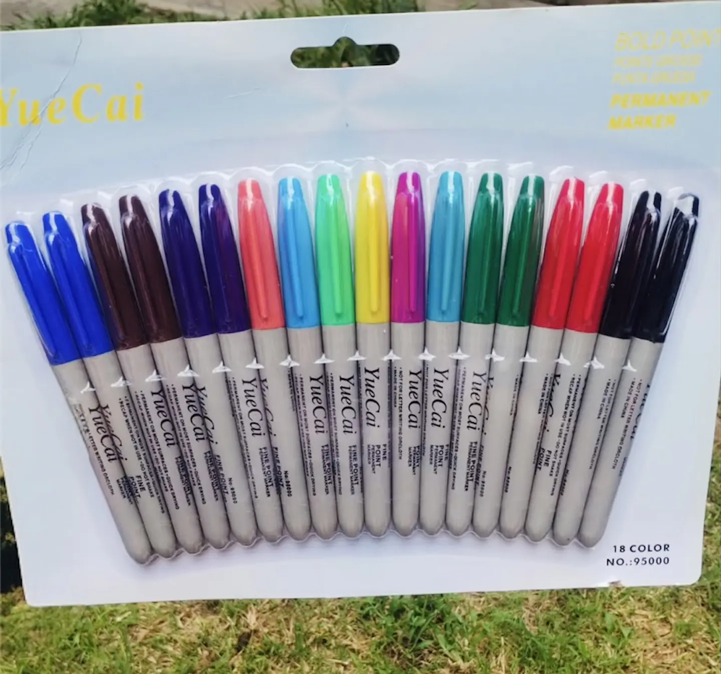 SET 18 MARCADORES PERMANENTES PUNTA GRUESA YUECAI COLORES 6