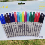 SET 18 MARCADORES PERMANENTES PUNTA GRUESA YUECAI COLORES